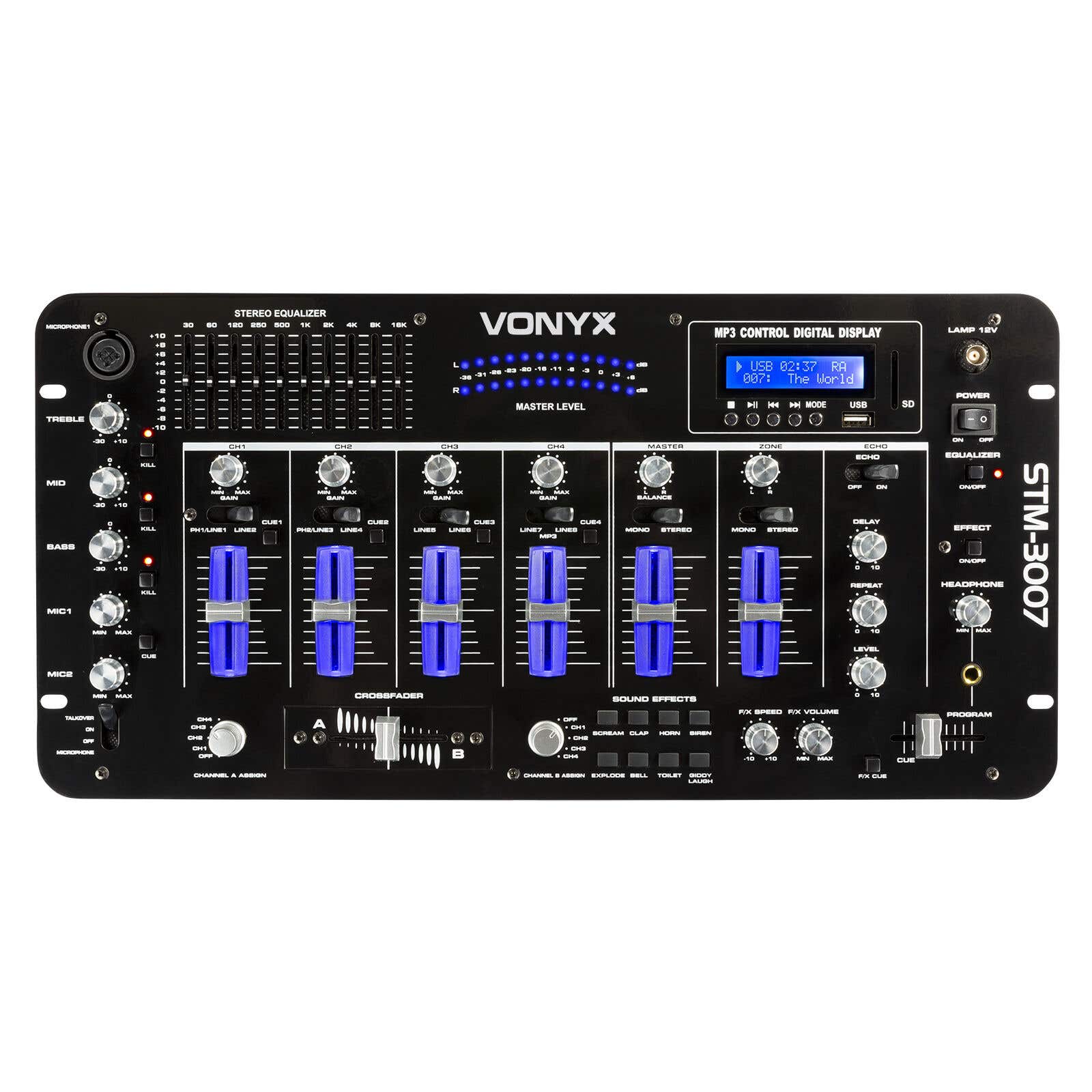 Retourdeal - Vonyx STM-3007 19 inch DJ Mixer 6 Kanaals SD/USB/MP3/LED/Bluetooth