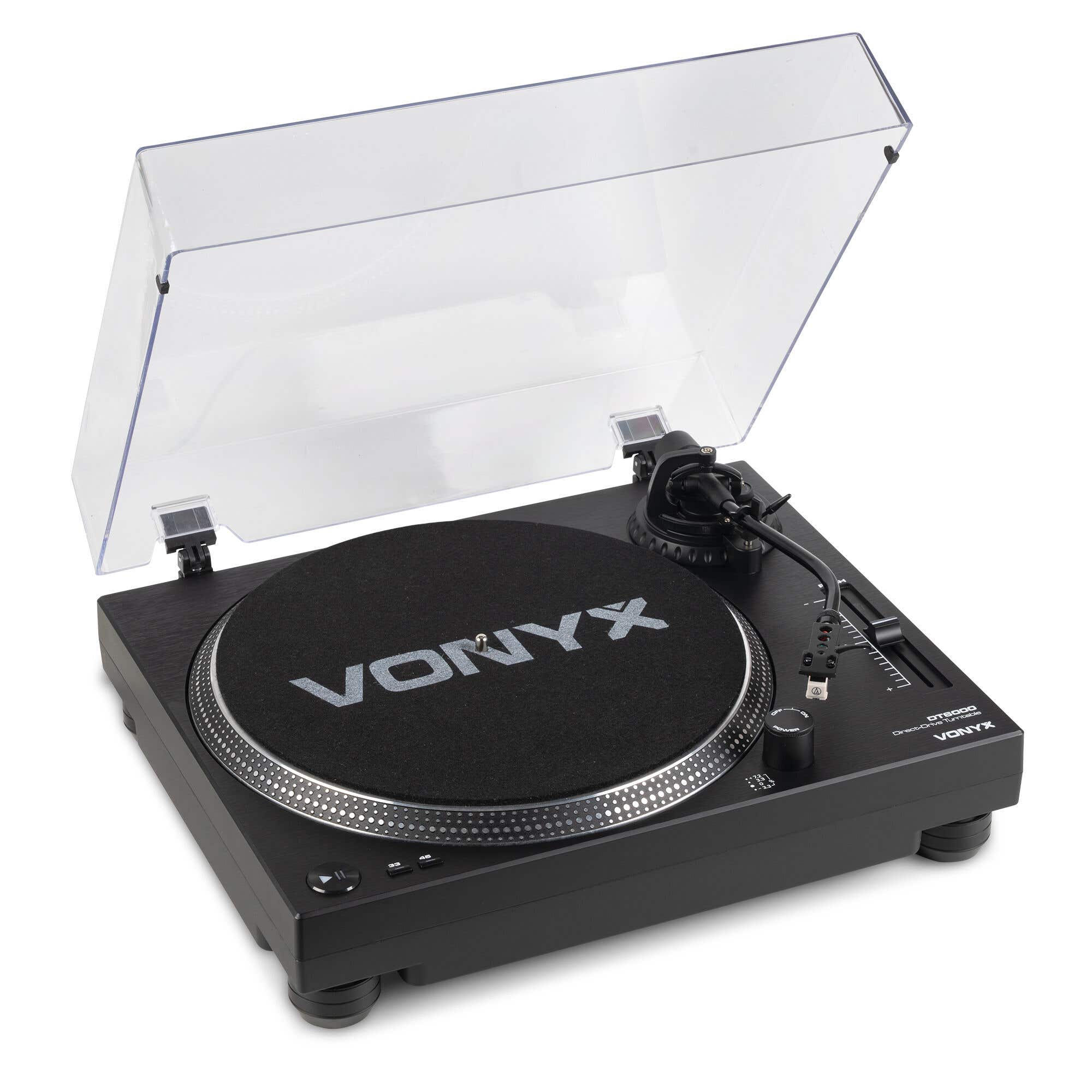 Vonyx DT6000 DJ draaitafel - Direct-drive platenspeler - Met Audio Technica naald - Zwart