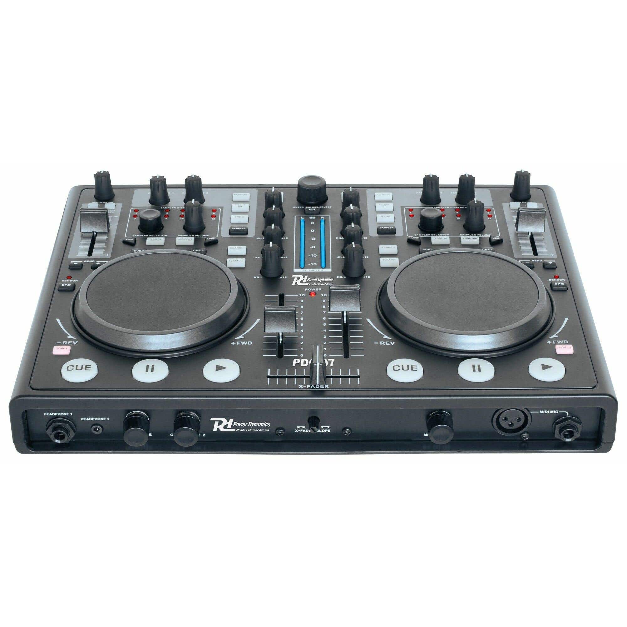 Power Dynamics PDC-07 DJ controller USB met geluidskaart & Virtual DJ Software