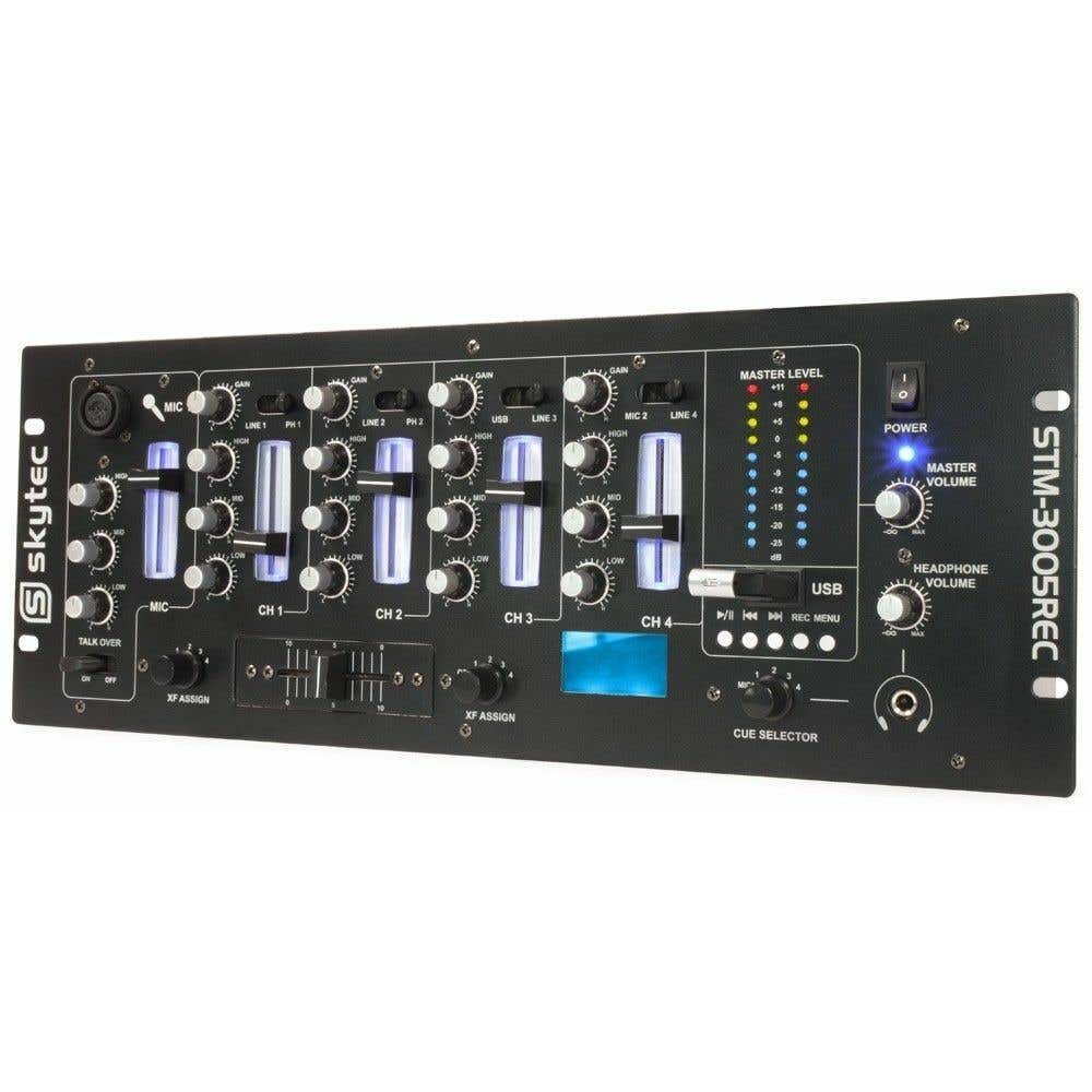 SkyTec STM-3005REC 4-Kanaals Mixer EQ USB/MP3 Record
