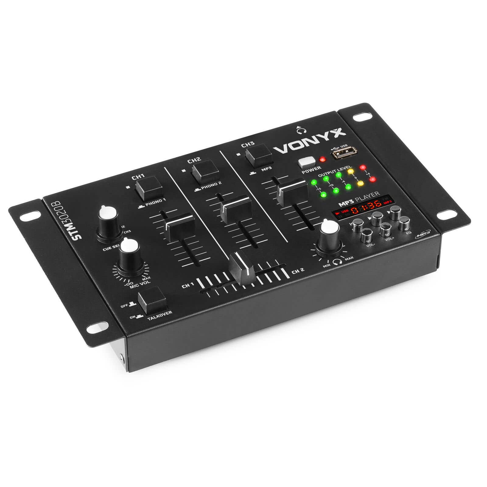Vonyx STM-3020 4-Kanaals mengpaneel met USB MP3 - Zwart