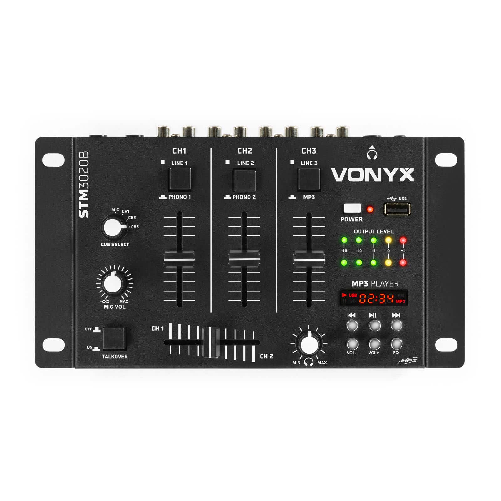 Vonyx STM-3020 4-Kanaals mengpaneel met USB MP3 - Zwart