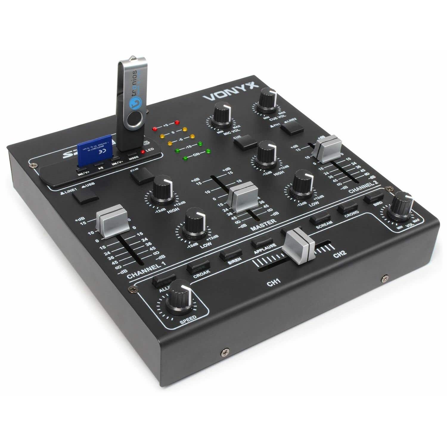 Vonyx STM-2250 mengpaneel 4 kanaals met USB mp3 speler en geluidseffecten