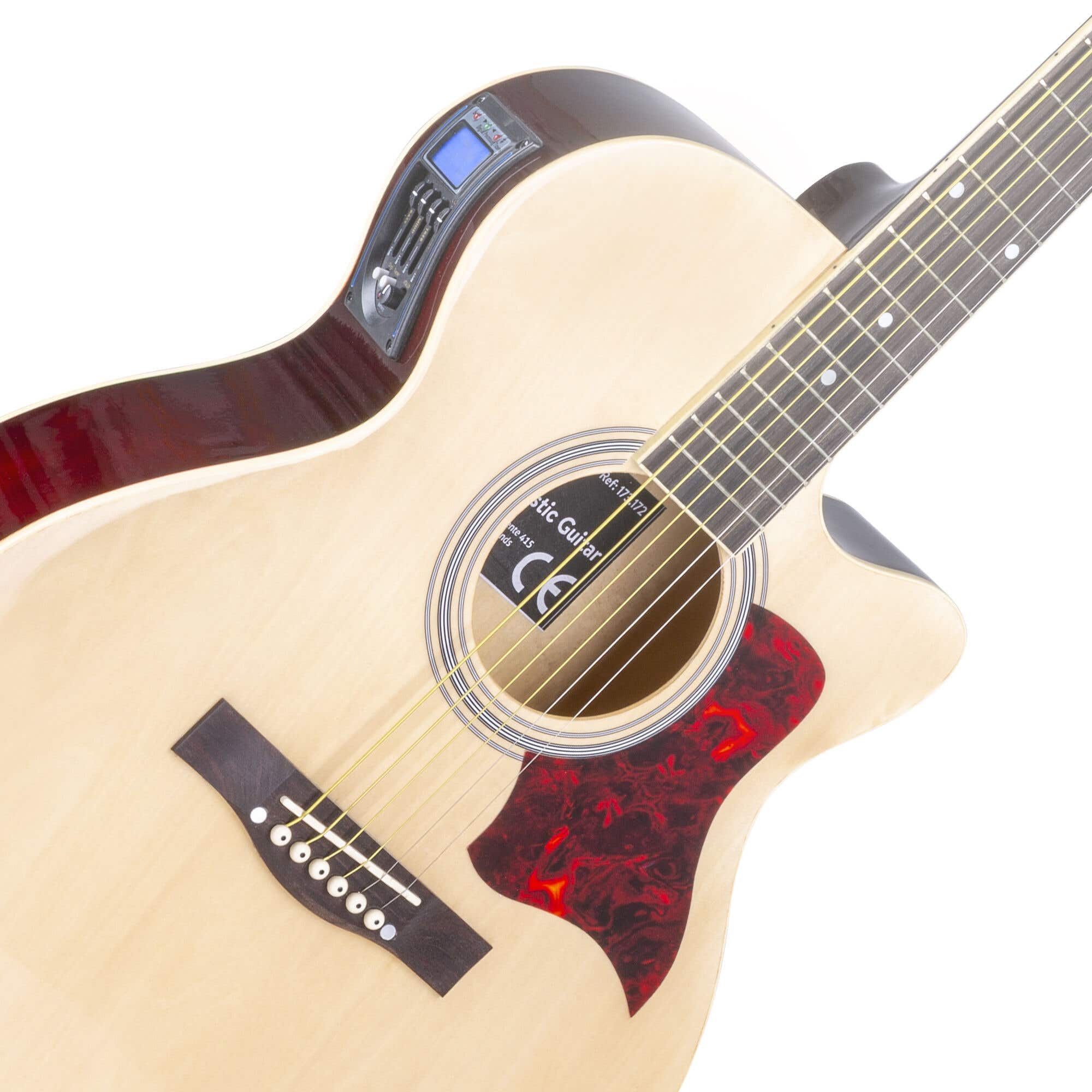 MAX ShowKit elektrisch akoestische gitaarset 4/4 - Met 40W versterker - Naturel (hout)