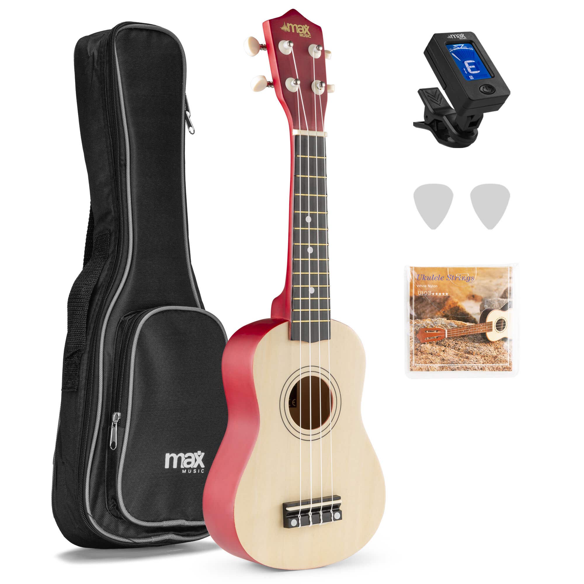 Retourdeal - MAX UKEY Ukelele set met 21" Ukulele en accessoires - Naturel