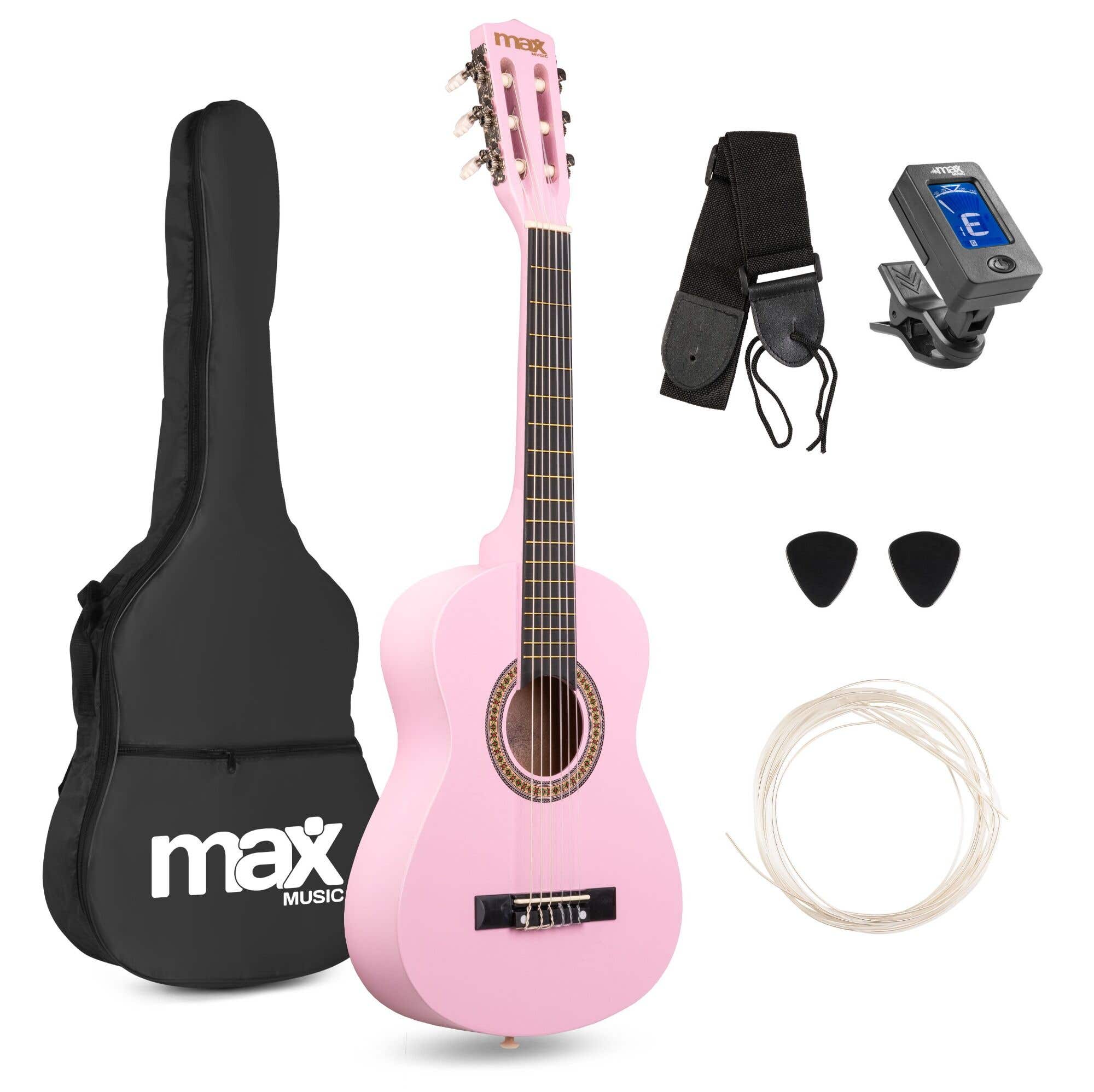 Retourdeal - MAX SoloArt Junior 1/4 - Akoestische kindergitaar - Complete starterset met accessoires - Roze