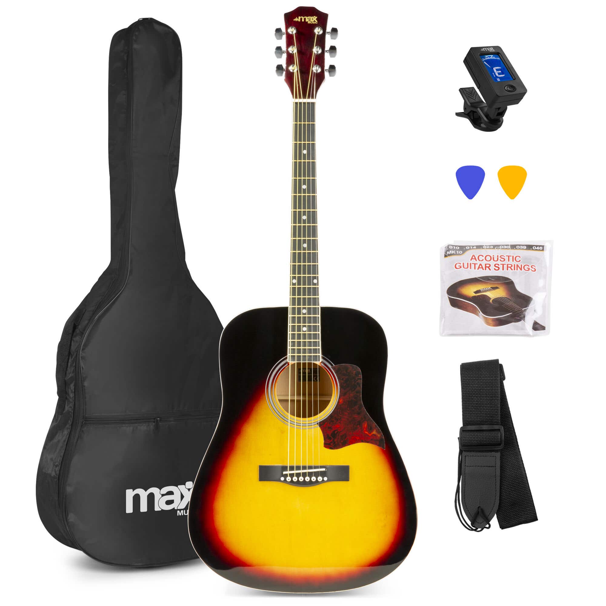 Retourdeal - MAX SoloJam Western akoestische gitaar starterset - 4/4 - Sunburst
