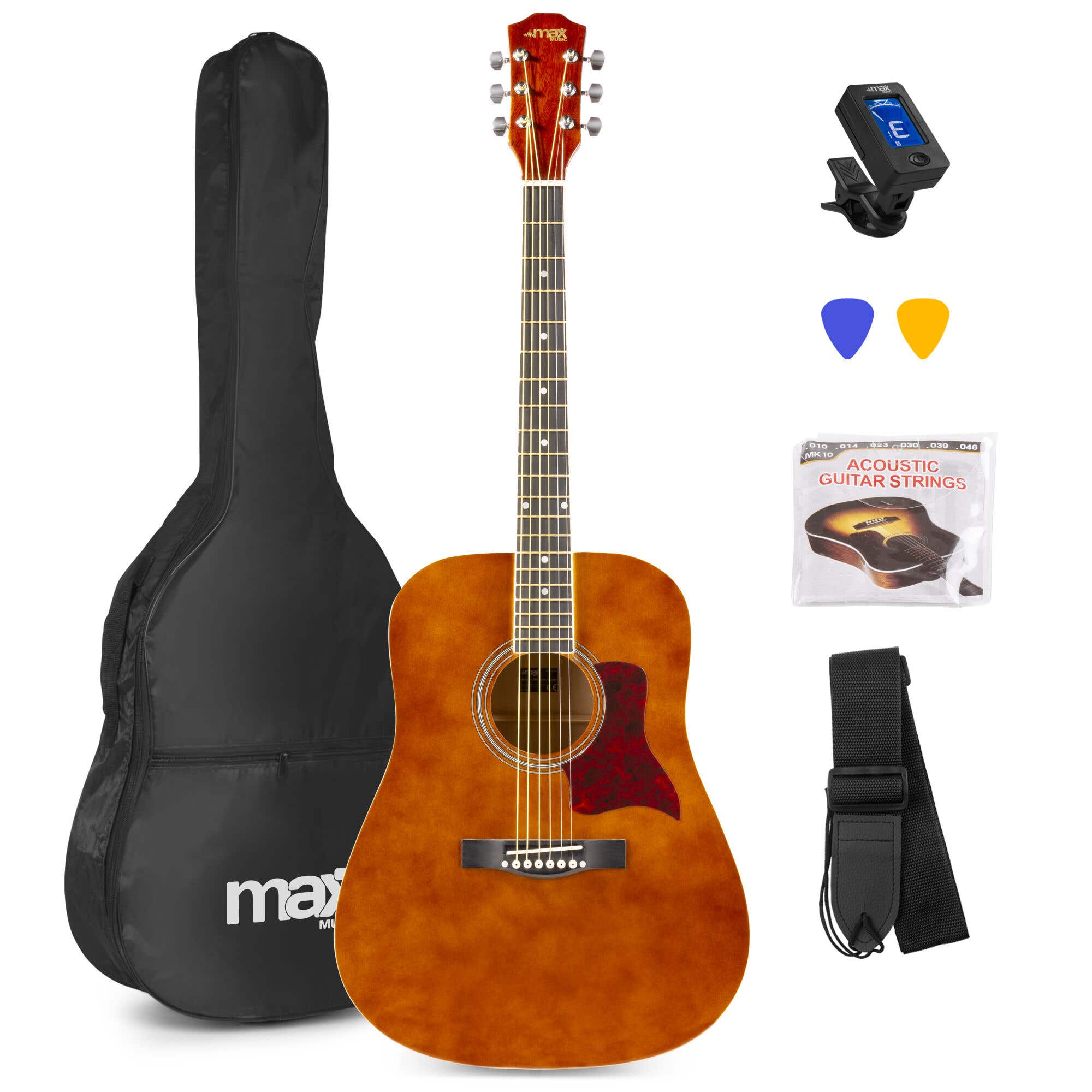 Retourdeal - MAX SoloJam Western akoestische gitaar starterset - 4/4 - Bruin (hout)