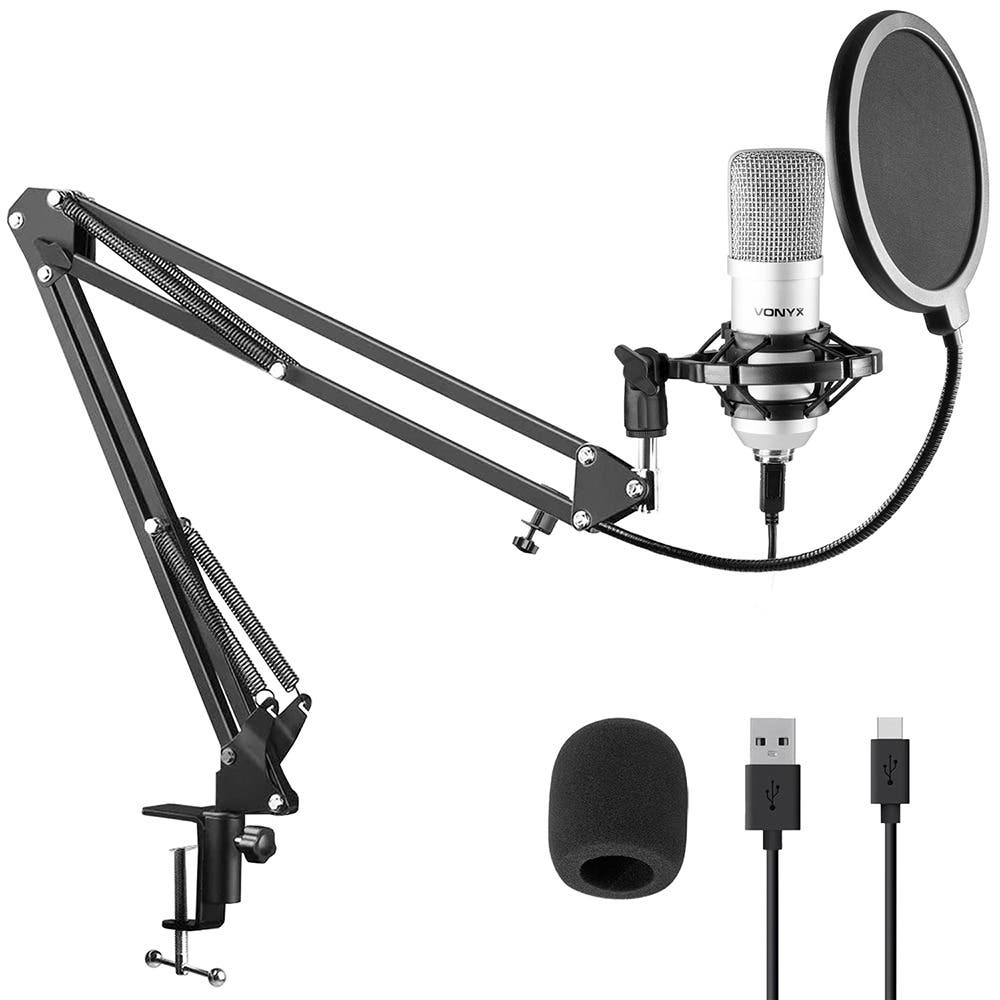 Vonyx CMS300S USB Studio microfoon met verstelbare arm - Titanium