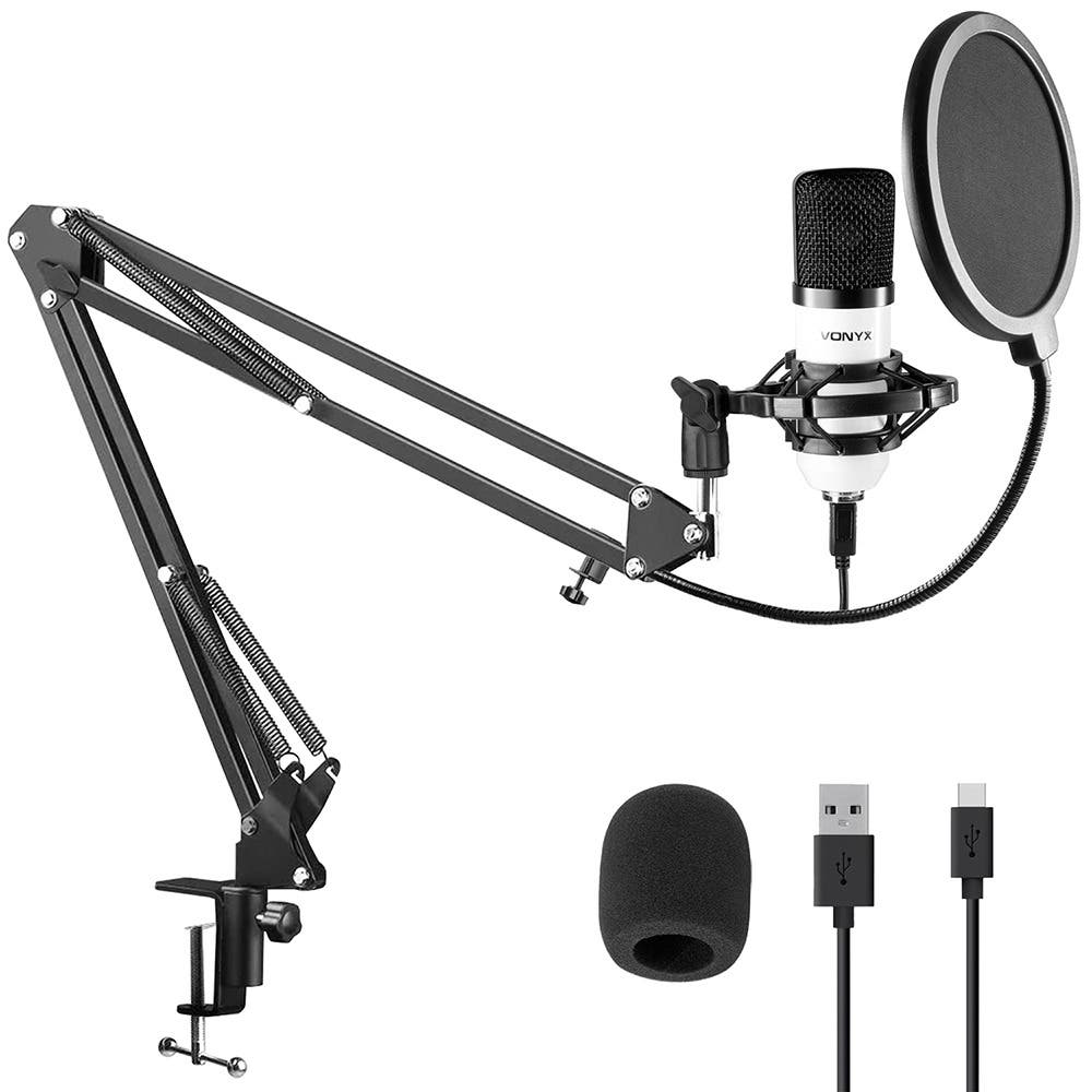 Vonyx CMS300W USB Studio microfoon met verstelbare arm - Wit