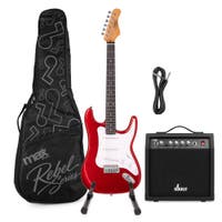 MAX Rebel ST Elektrische gitaar set - Compleet incl. tas, standaard en versterker - Metallic red