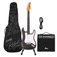 MAX Rebel ST Elektrische gitaar set - Compleet incl. tas, standaard en versterker - Metallic black