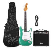 MAX Rebel ST Elektrische gitaar - Roasted maple hals - Incl. tas en versterker - Metallic green