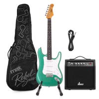MAX Rebel ST Elektrische gitaar set - Compleet incl. tas, standaard en versterker - Metallic green