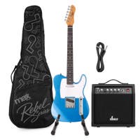 MAX Rebel TE Elektrische gitaar - Compleet incl. tas, standaard en versterker - Metallic Blue