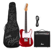 MAX Rebel TE Elektrische gitaar - Roasted maple hals - Incl. tas en versterker - Metallic Red