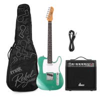 MAX Rebel TE Elektrische gitaar - Roasted maple hals - Incl. tas en versterker - Metallic Green