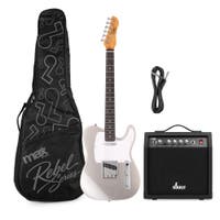 MAX Rebel TE Elektrische gitaar - Roasted maple hals - Incl. tas en versterker - Metallic Silver