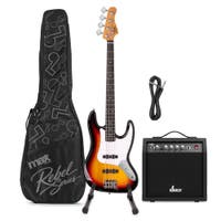 MAX Rebel JB Basgitaar - Compleet Incl. tas, standaard en versterker - Sunburst