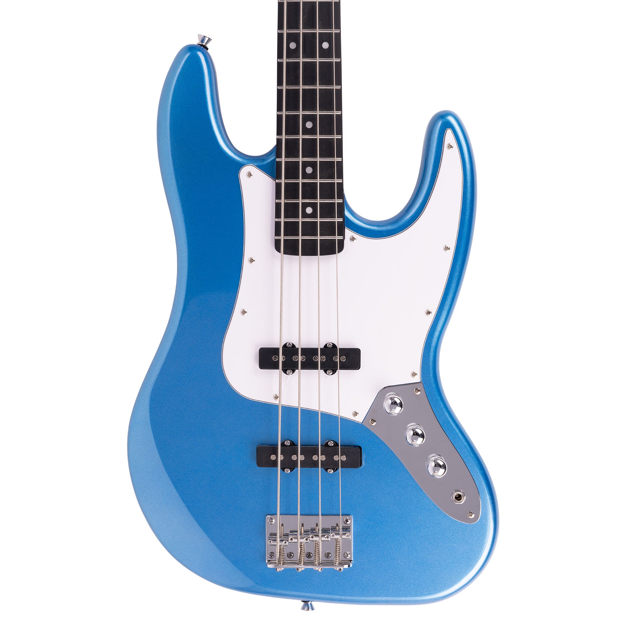 MAX Rebel JB Basgitaar - Roasted maple hals met 20 frets - Inclusief gitaartas - Metallic Blue