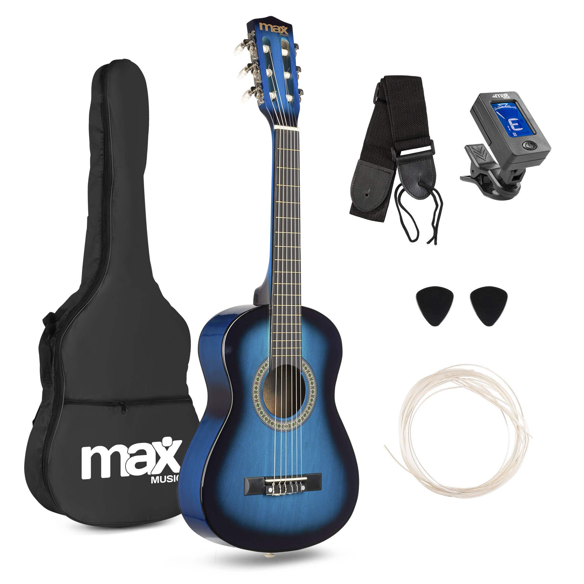 Retourdeal - MAX SoloArt Junior 1/4 - Akoestische kindergitaar - Complete starterset met accessoires - Blauw