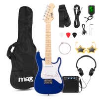 MAX GigKit Junior 1/4 - Elektrische kindergitaar - Complete starterset met accessoires - Blauw