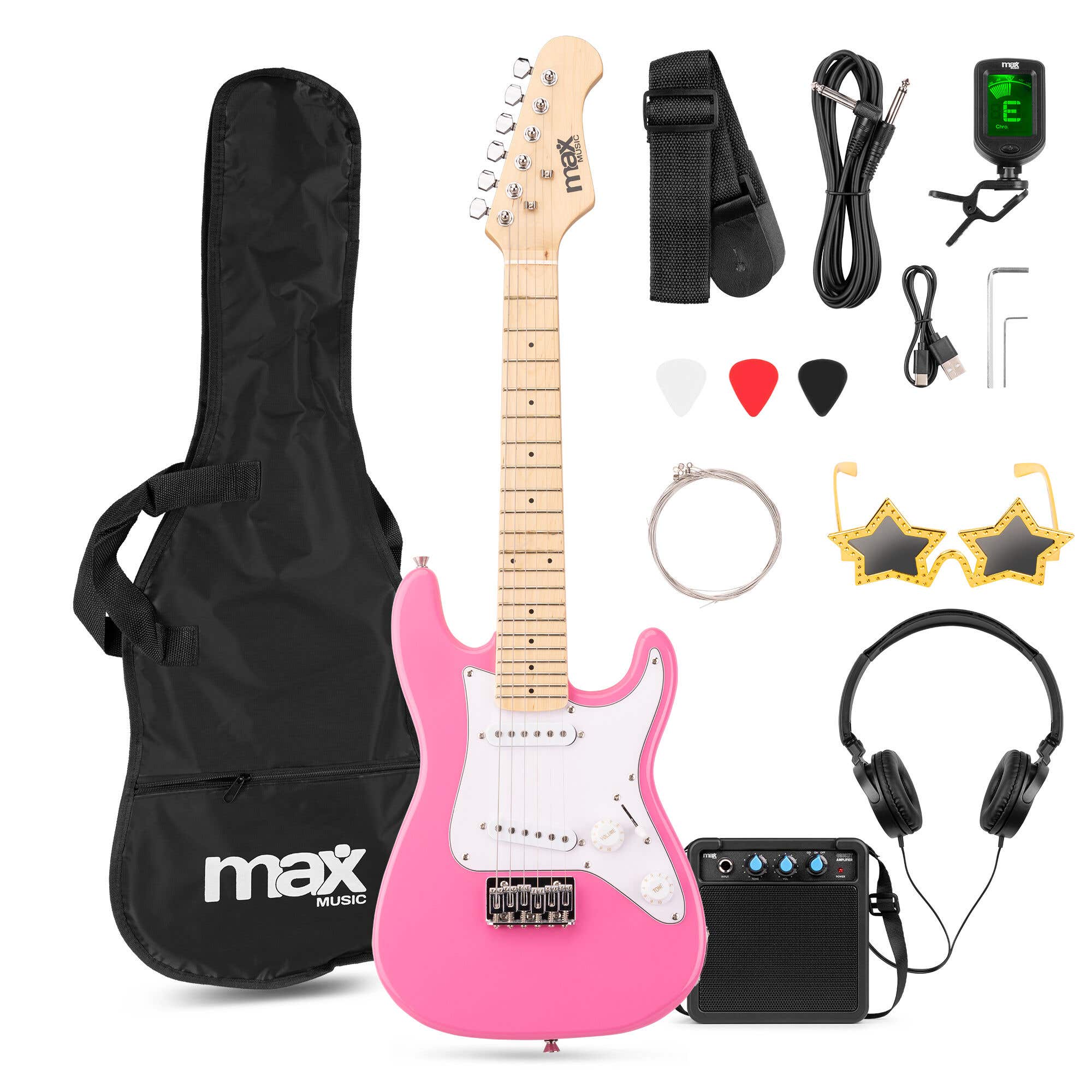 Retourdeal - MAX GigKit Junior 1/4 - Elektrische kindergitaar - Complete starterset met accessoires - Roze