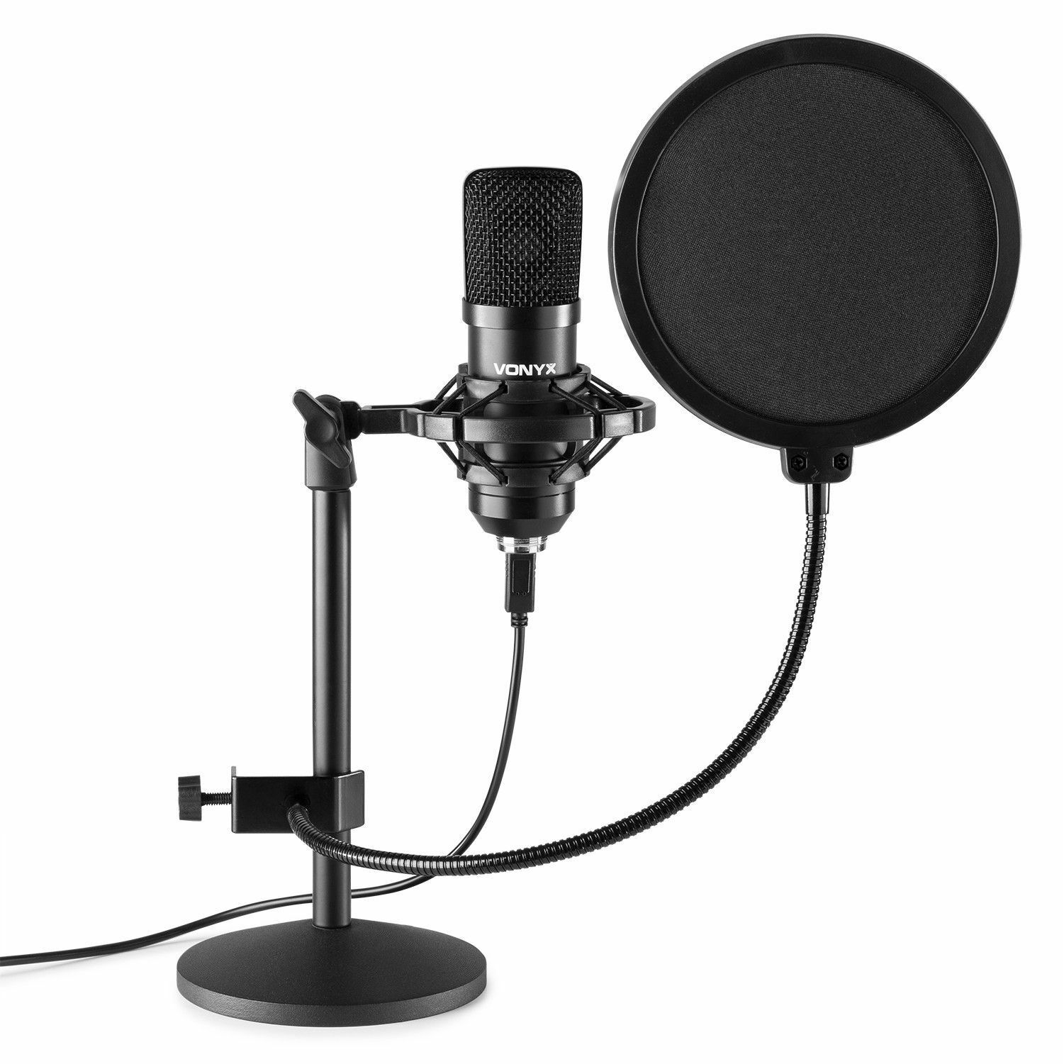 Vonyx CMTS300 USB Studio microfoon met tafelstandaard - Zwart