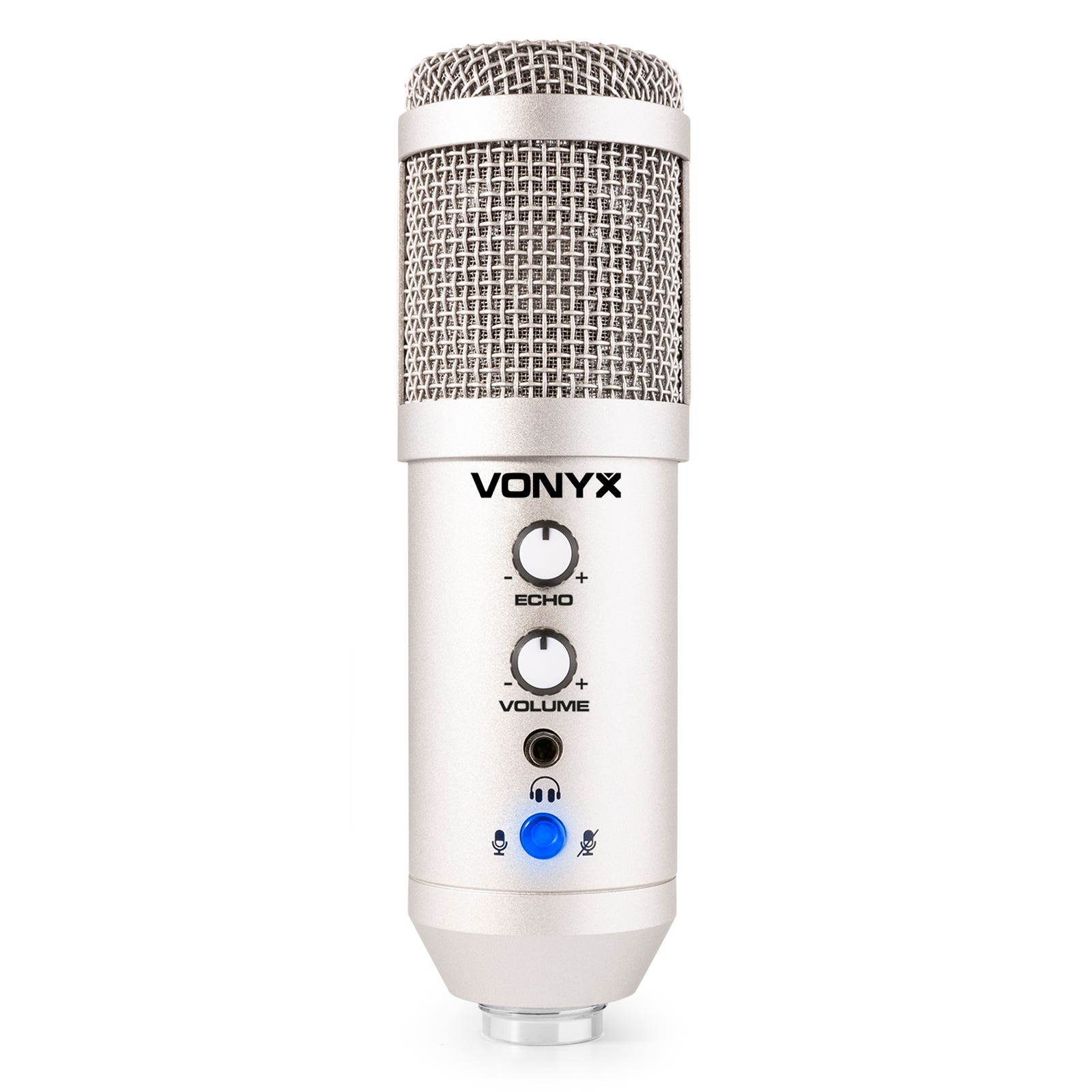Vonyx CMS320S studio USB microfoon met echo en arm - Titanium
