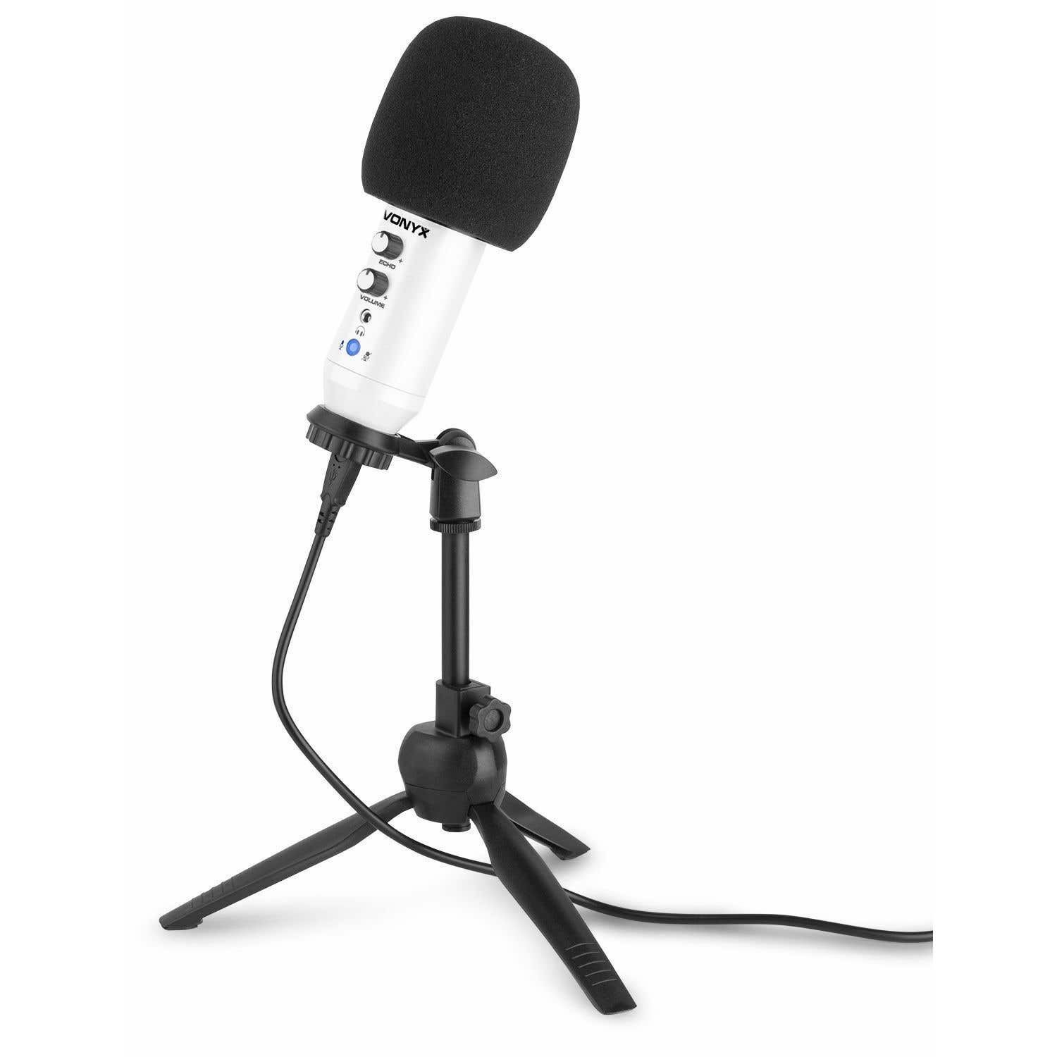 Retourdeal - Vonyx CM320W USB studio microfoon met tafelstandaard -