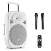Retourdeal - Vonyx Verve46 mobiele geluidsinstallatie met Bluetooth en draadloze microfoons - 1000W - Wit