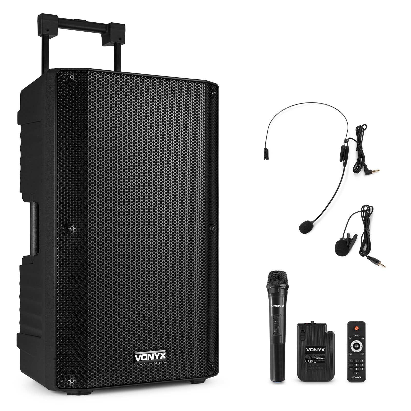 Retourdeal - Vonyx VSA700-BP portable speaker met Bluetooth en draadloze microfoon + headset - 1000W