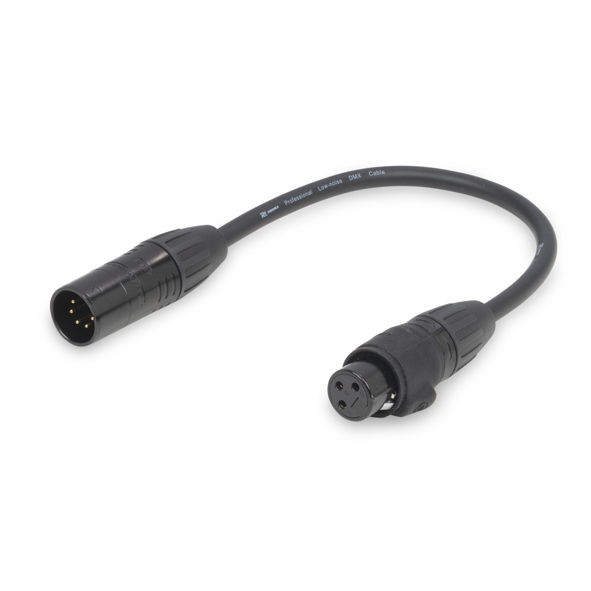 PD Connex waterdichte DMX verloopkabel - 3-polig Female - 5-polig Male - IP65 - 20cm