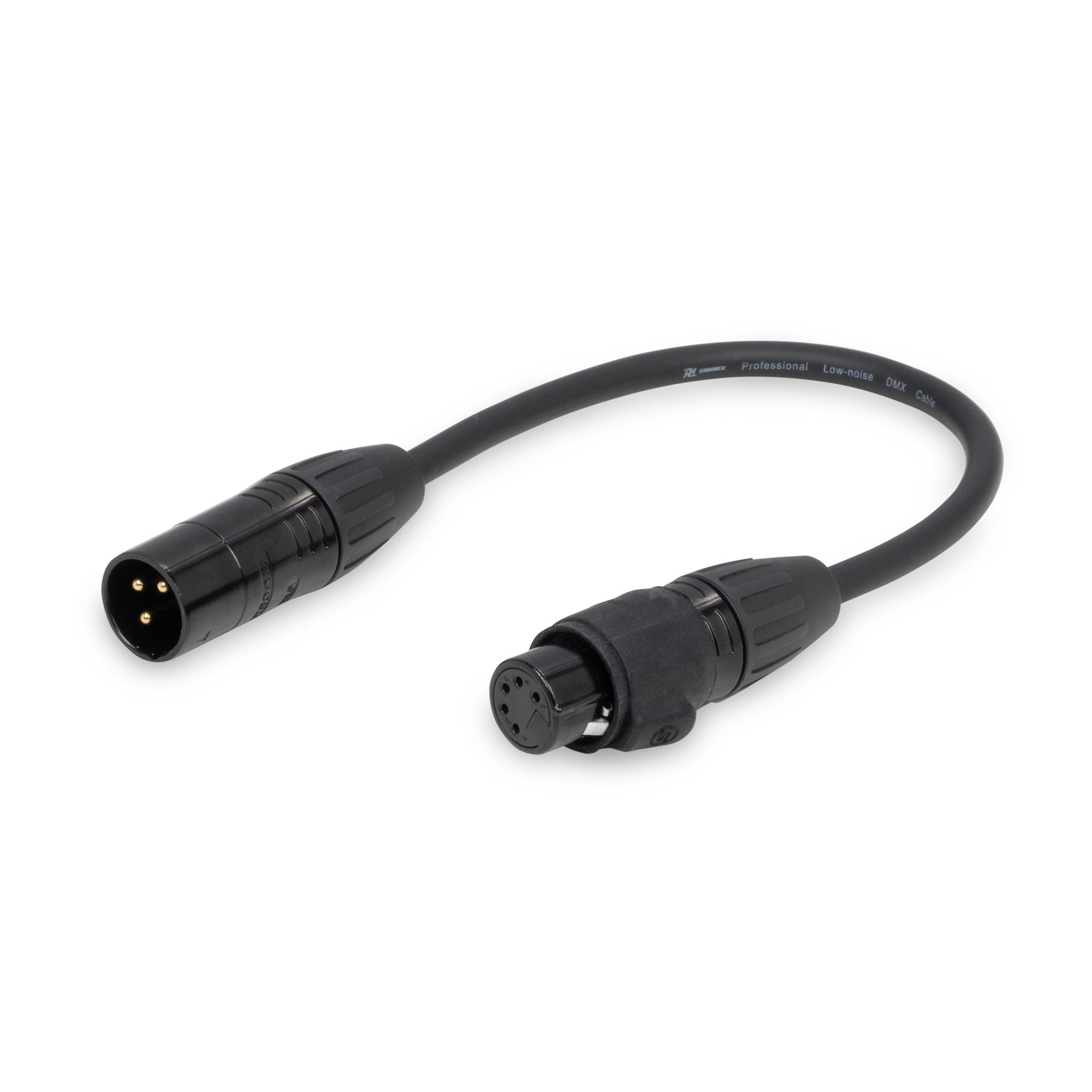 PD Connex waterdichte DMX verloopkabel - 3-polig Male - 5-polig Female - IP65 - 20cm