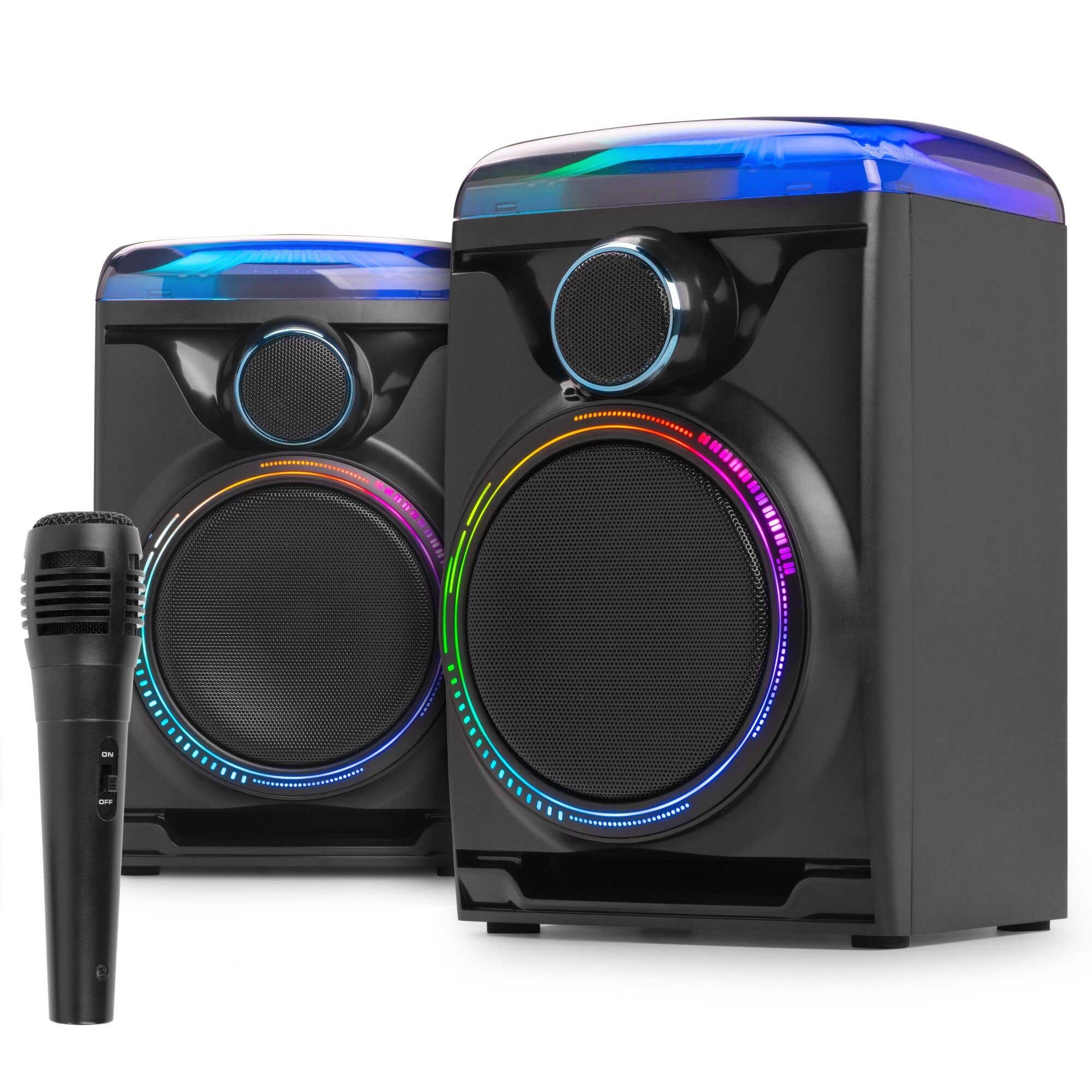 Retourdeal - Fenton Track 2.0 Karaoke set - Speakerset met Bluetooth, microfoon en lichteffecten - 120W - Zwart