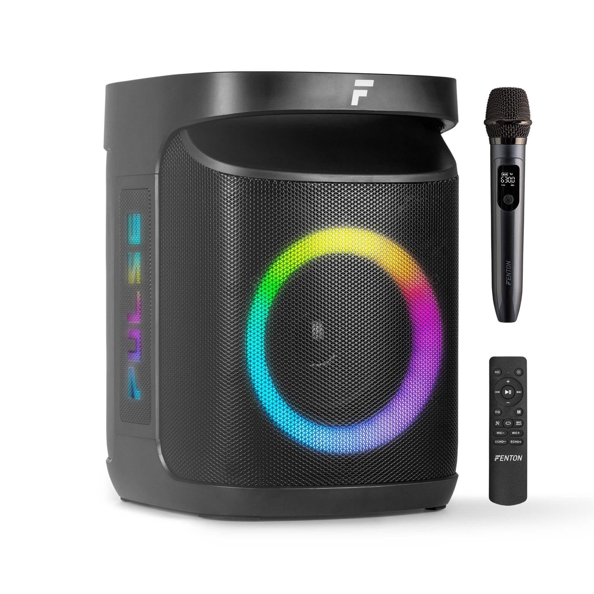 Fenton Pulse65 party speaker - Party box met LED's en oplaadbare accu