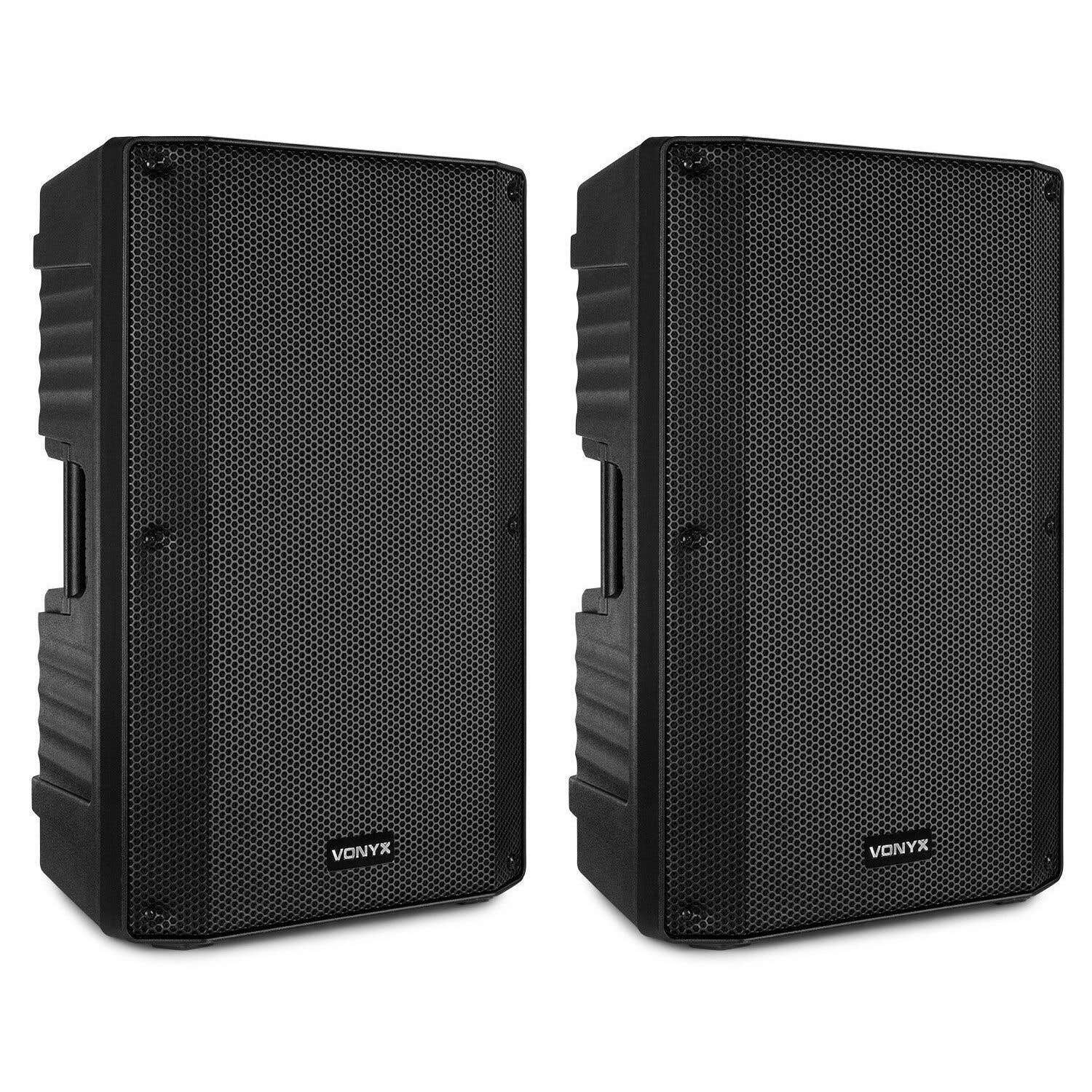 Speakers - Vonyx VSA150S speakerset met ingebouwde versterker, Bluetooth en mp3 speler - 1000W - Plug and play - Voor muziek, zang en spraak!