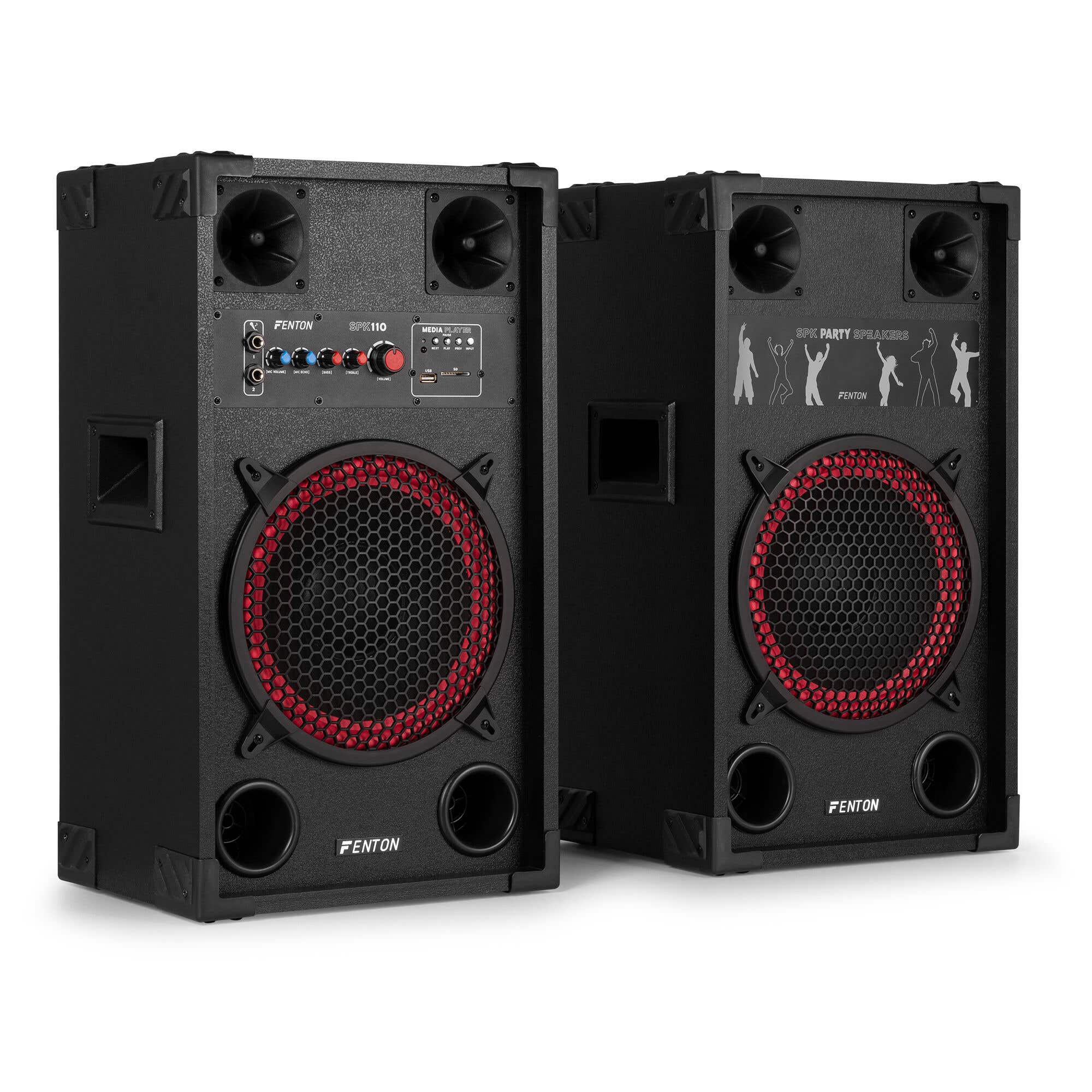 Retourdeal - Fenton SPK-110 actieve speakers - PA speakers met Bluetooth - Ingebouwde versterker - 10 inch - 600W