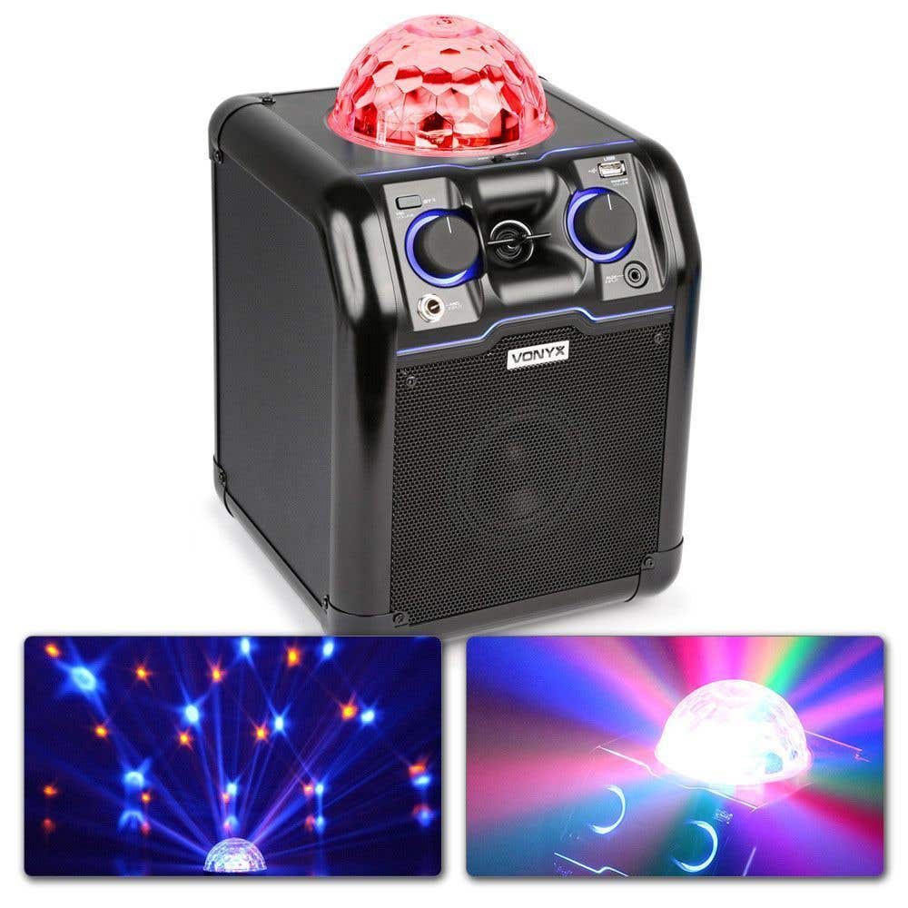 Vonyx SBS50B Zwarte Bluetooth speaker met accu en lichteffect
