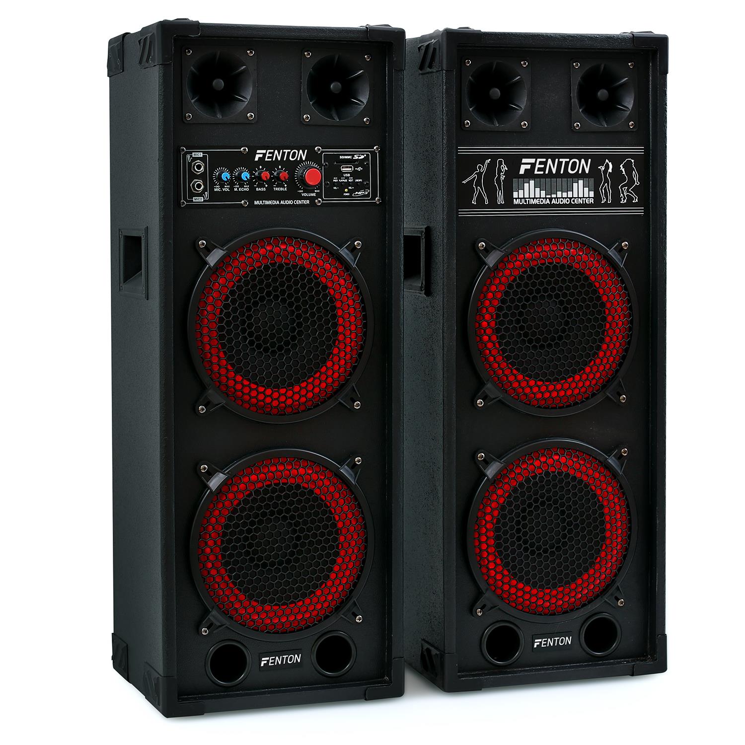Retourdeal - Fenton SPB-28 Actieve speakerset 2x 8" 800W met Bluetooth