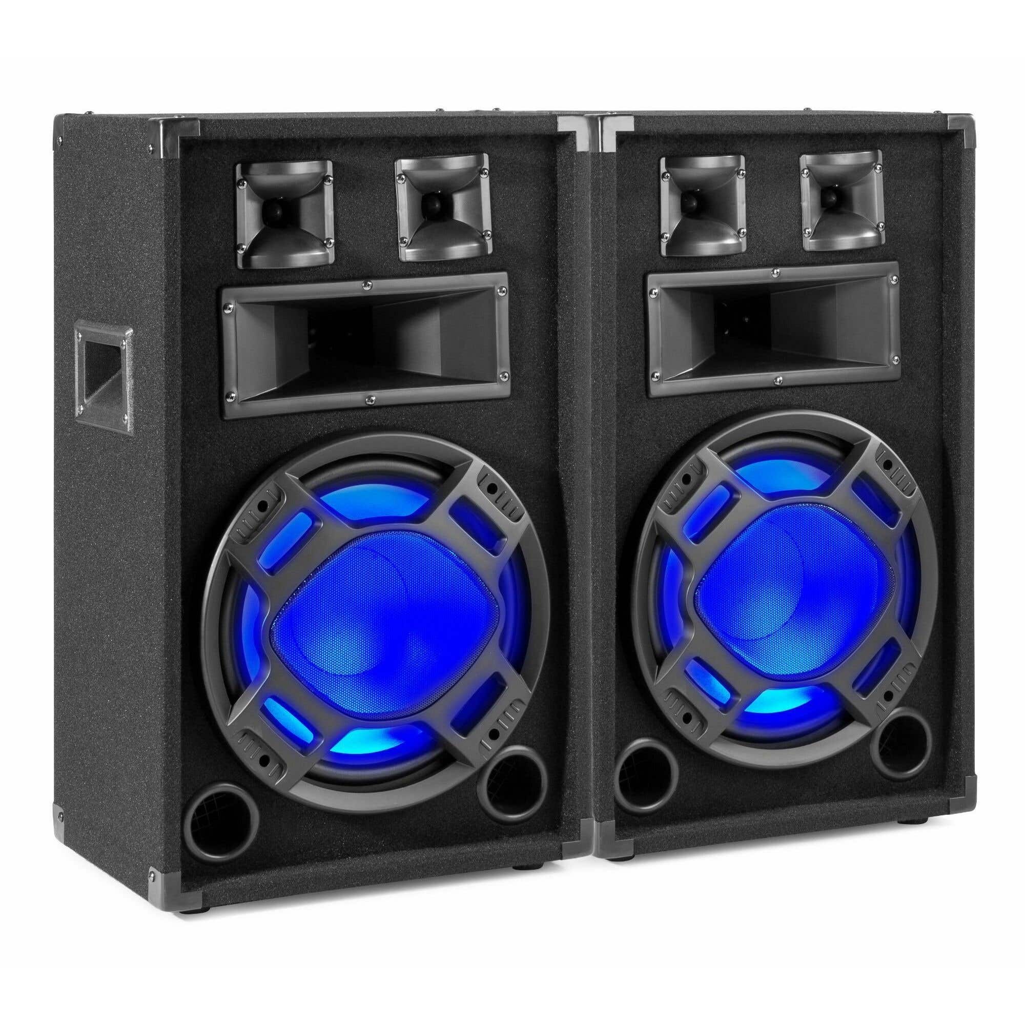 Fenton BS12 speakerset 1200W met LED disco verlichting