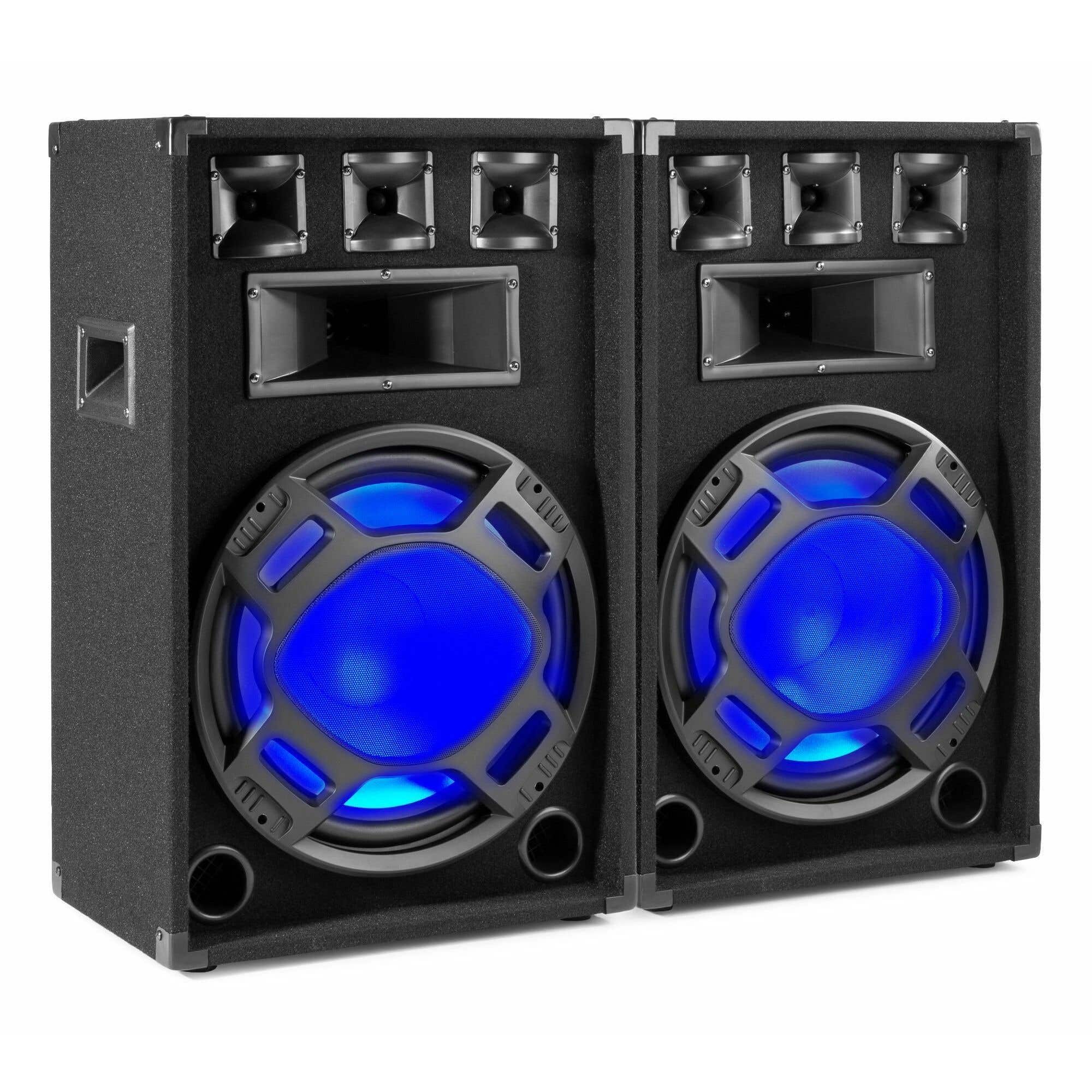 Fenton BS15 speakerset 1600W met LED disco verlichting