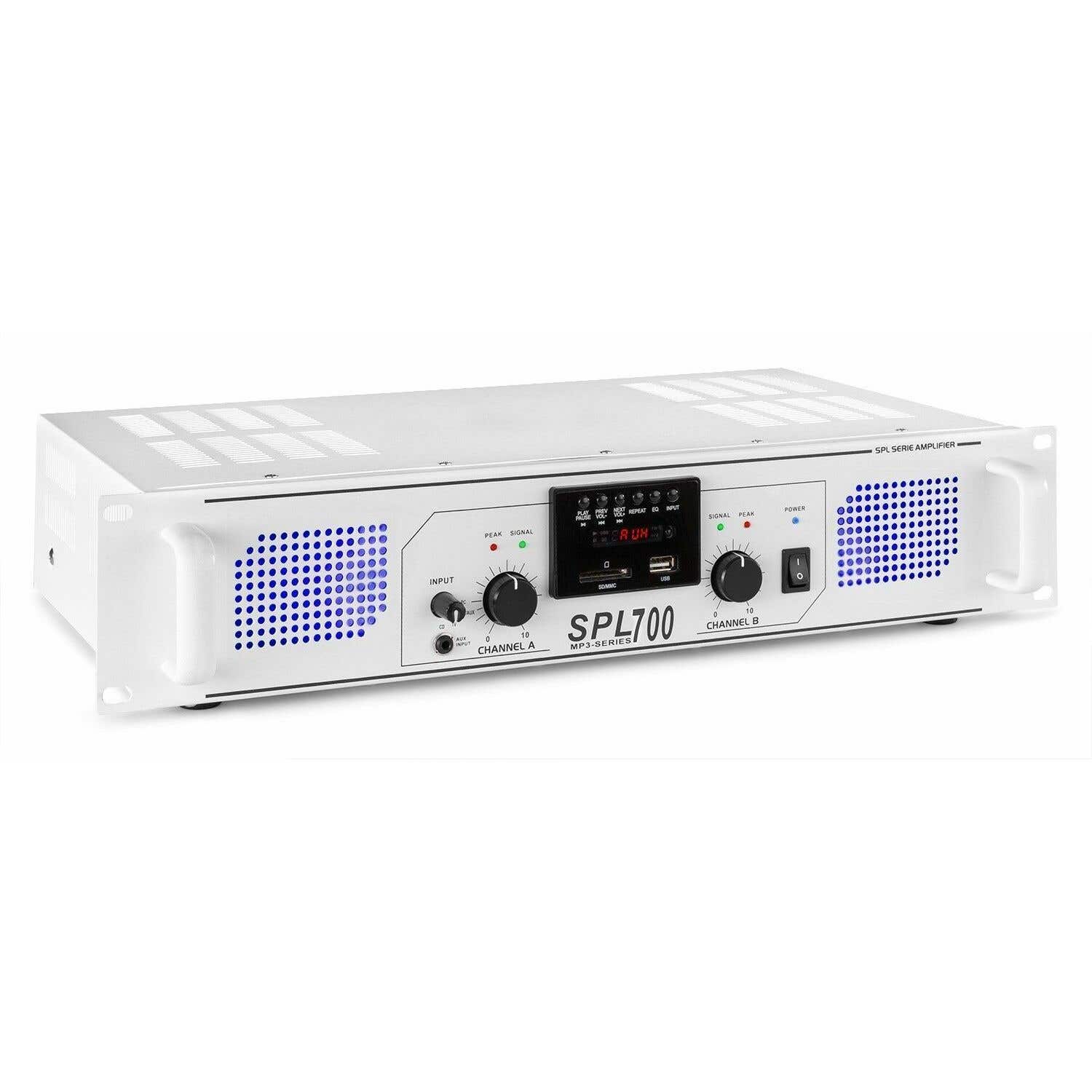 Retourdeal - SkyTec 2 x 350W DJ PA versterker SPL700MP3 met USB MP3