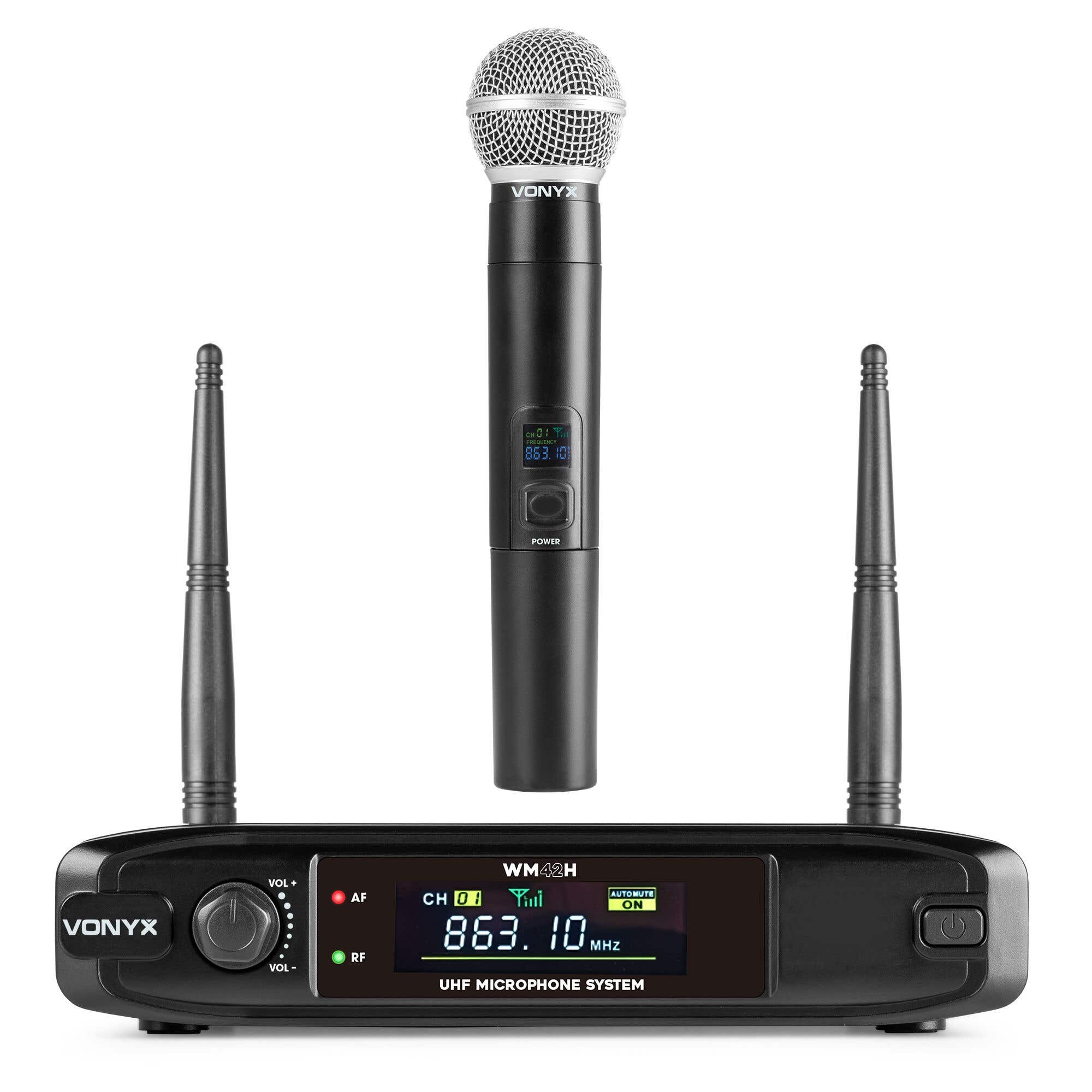 Retourdeal - Vonyx WM42H Draadloze microfoon - Set met handmicrofoon en ontvanger - Voor zang en spraak - UHF