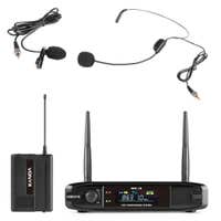 Vonyx WM42B Draadloze headset microfoon - Set met bodypack en dasspeld - Voor zang en spraak - UHF