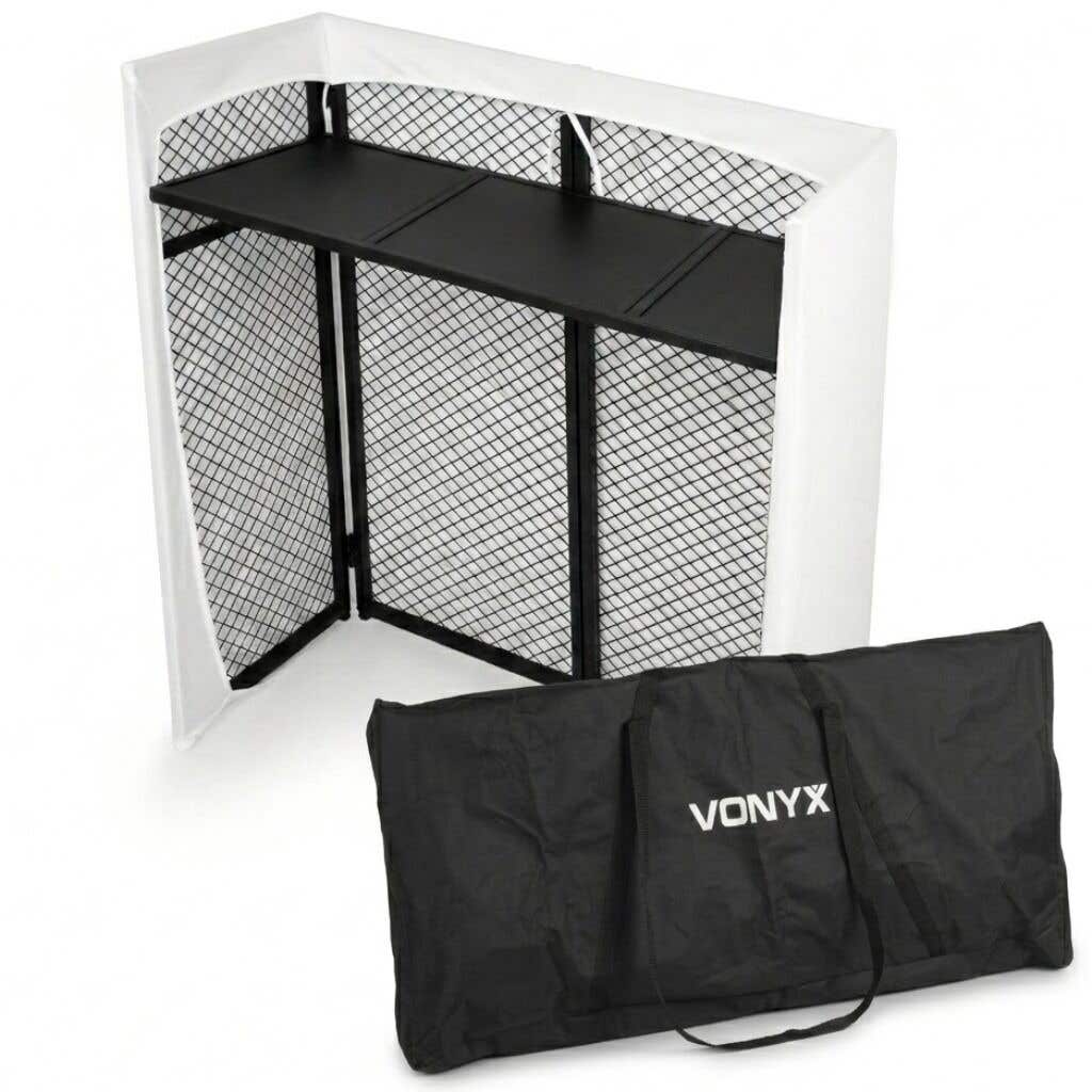 Vonyx DBC105 DJ booth - Opvouwbare DJ tafel - Met draagtas en Lycra doeken - 25 kg belastbaar