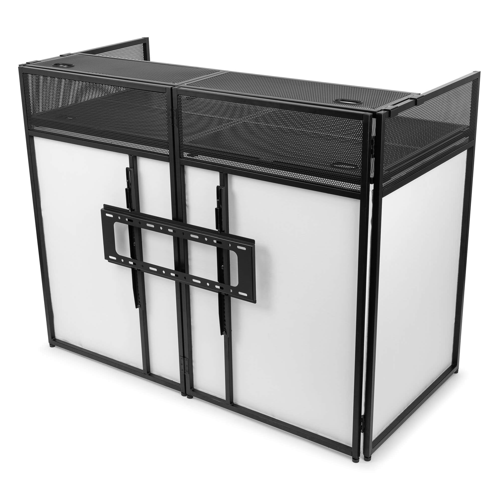 Retourdeal - Vonyx DB6 opvouwbare DJ Booth pro met TV-beugel - Geschikt voor 32 - 65 inch TV’s - Met draagtas