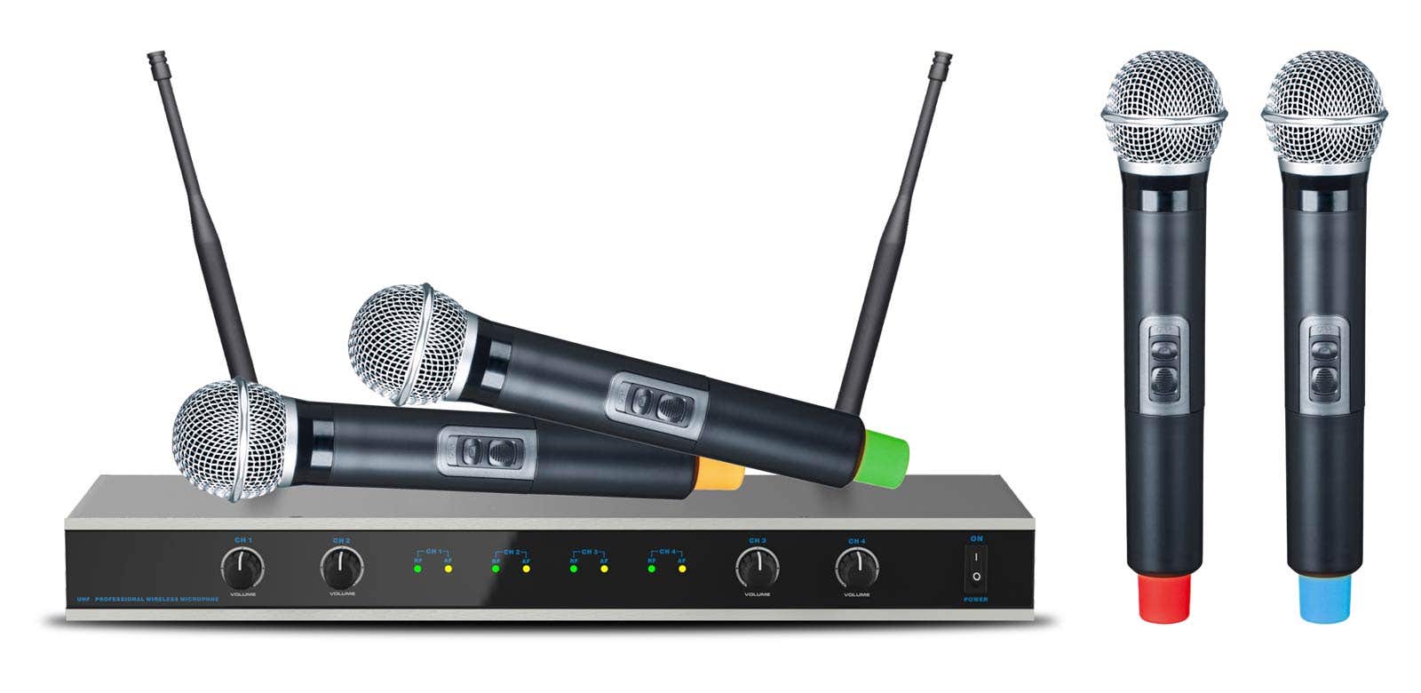 E-Lektron IU-4011 draadloze UHF microfoonset - 4 handmicrofoons