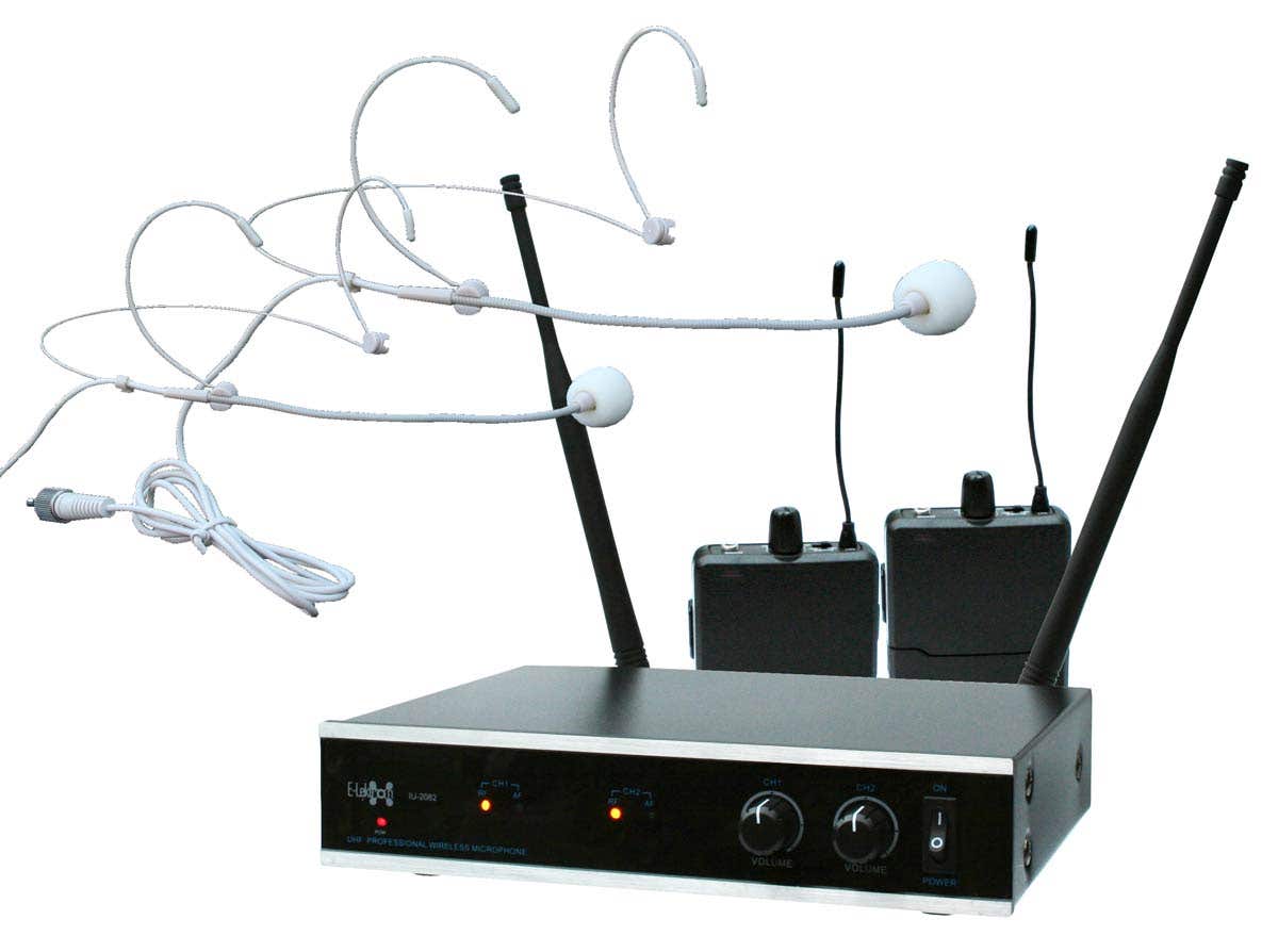 E-Lektron IU-2082H draadloze UHF headsetmicrofoon set - 2-kanaals