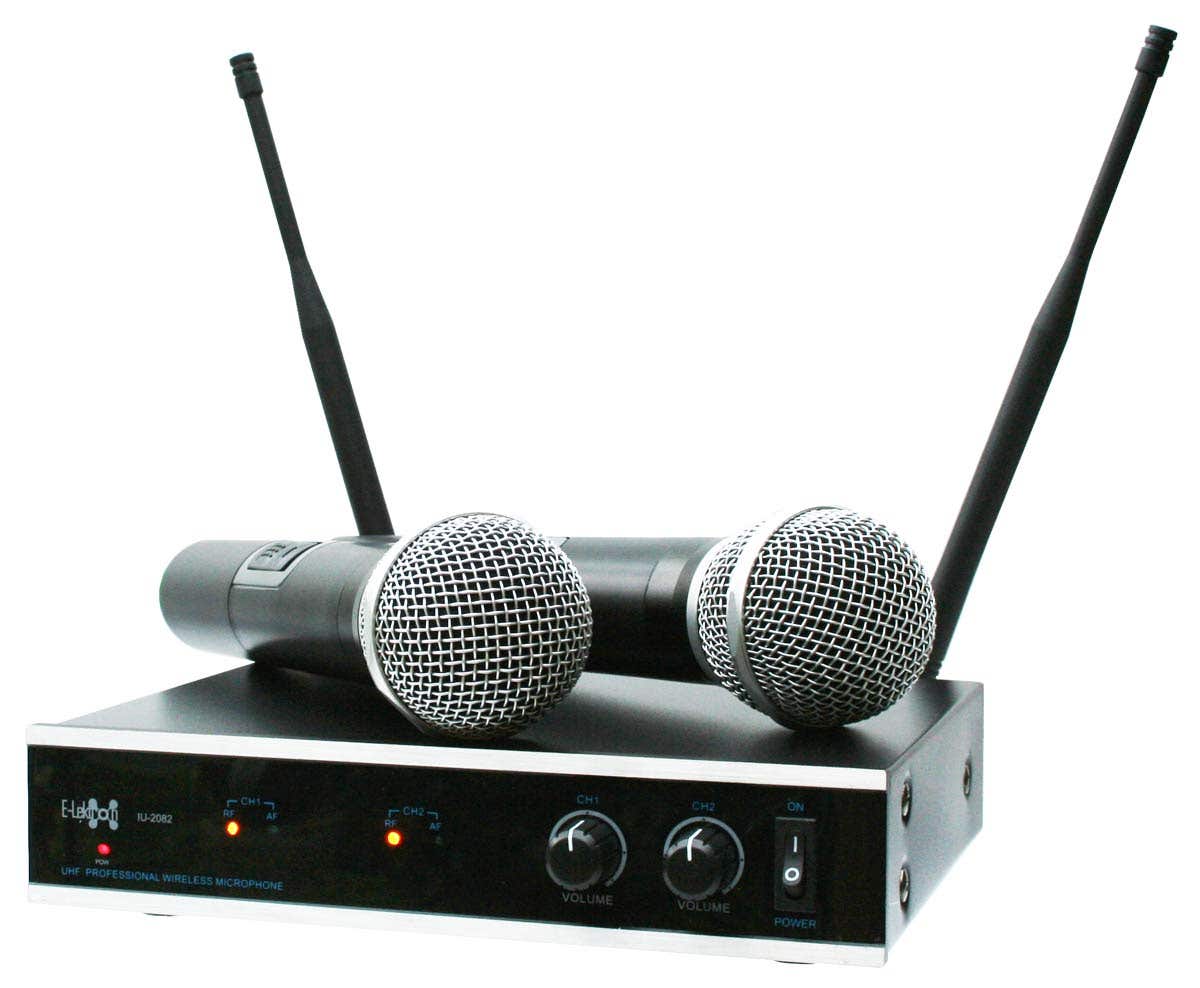 E-Lektron IU-2082 draadloze UHF microfoonset - 2 handmicrofoons